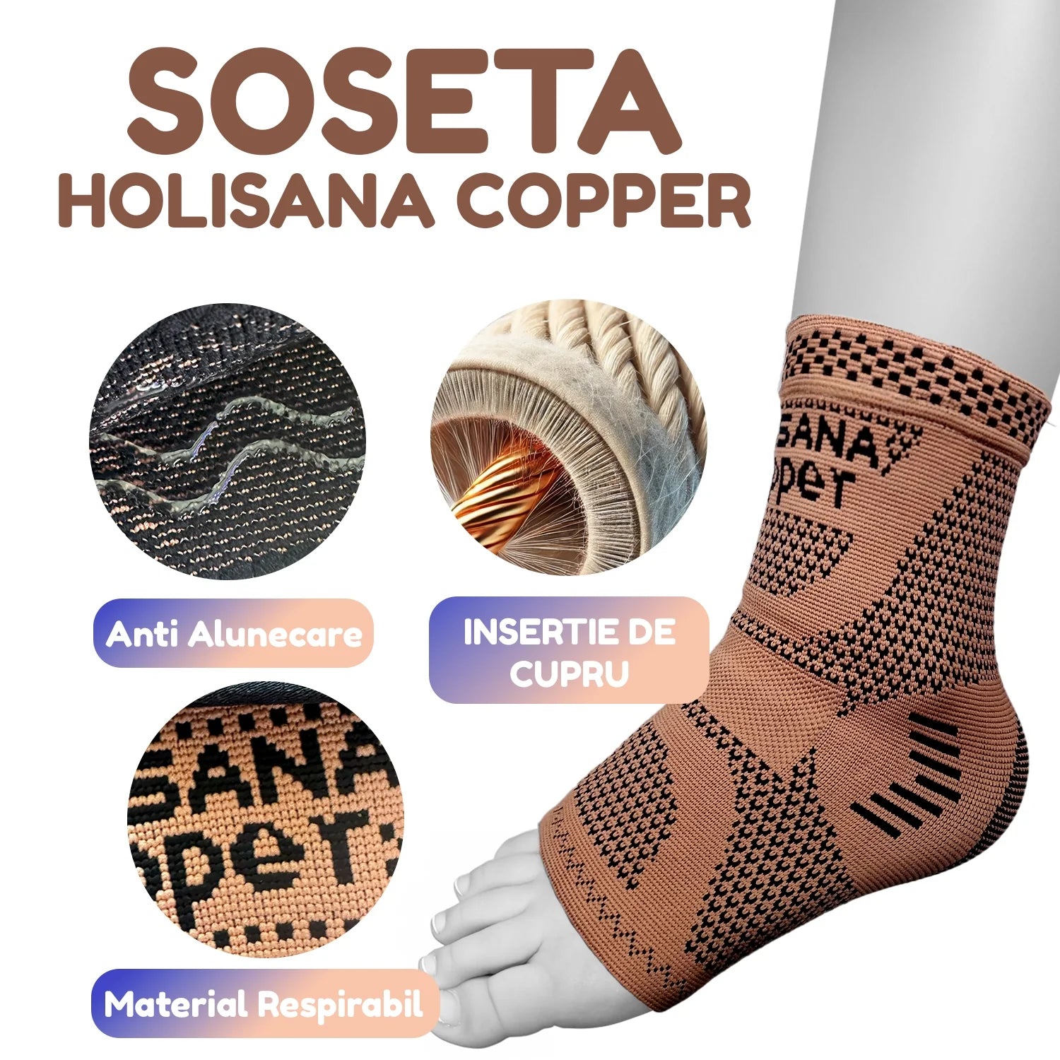 Set 2 Sosete Copper