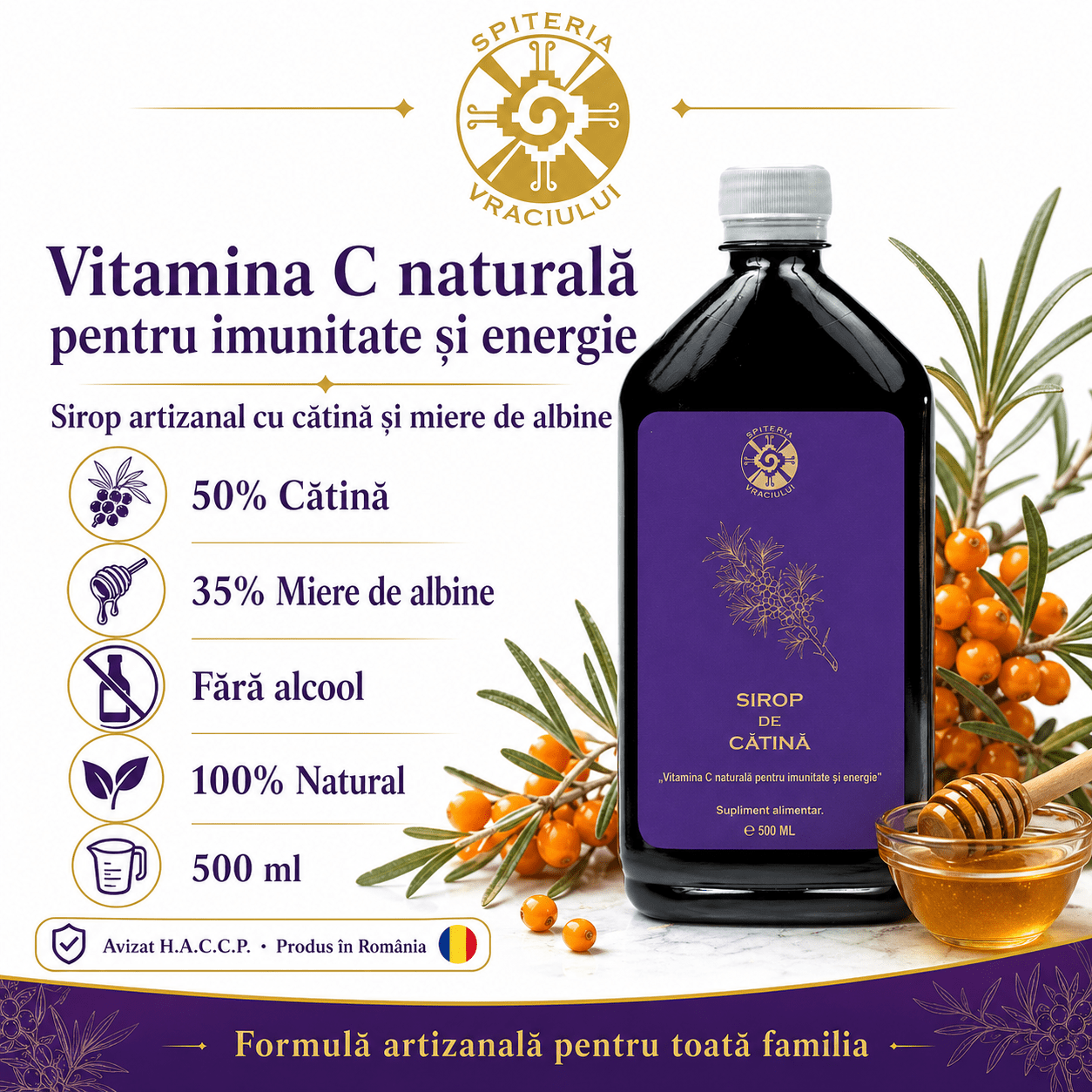 Leac Bătrânesc pentru Imunitate – Sirop de Cătină Natural | 500ml