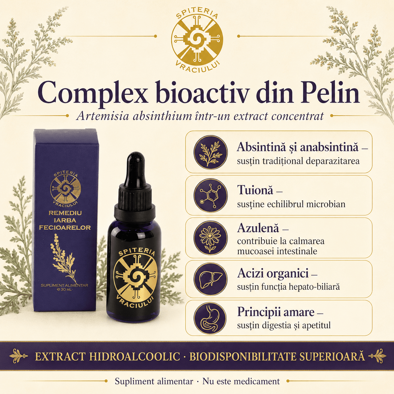 Remediu Natural Deparazitant – IARBA FECIOARELOR | 30ml