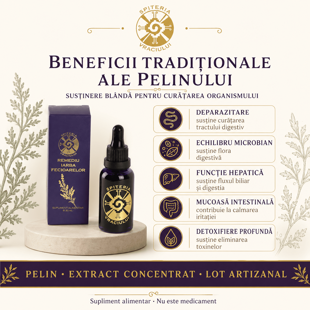Remediu Natural Deparazitant – IARBA FECIOARELOR | 30ml