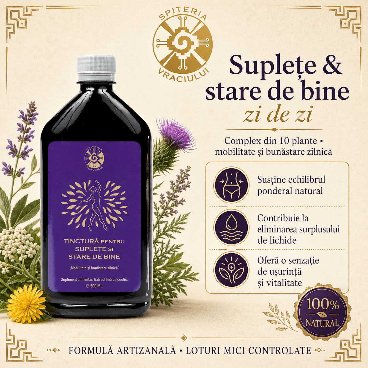 Tinctură pentru Suplețe Articulară și Mobilitate – Stare de Bine | 500ml