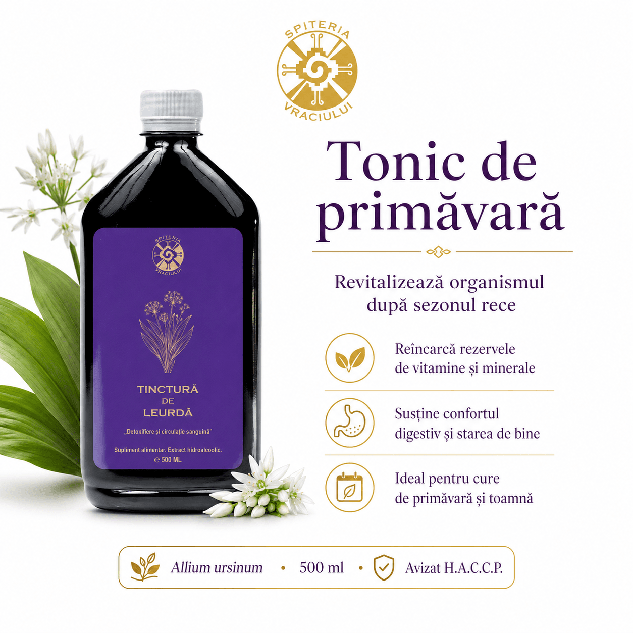 Tinctură de Leurdă – Detoxifiere și Circulație Sanguină | 500ml