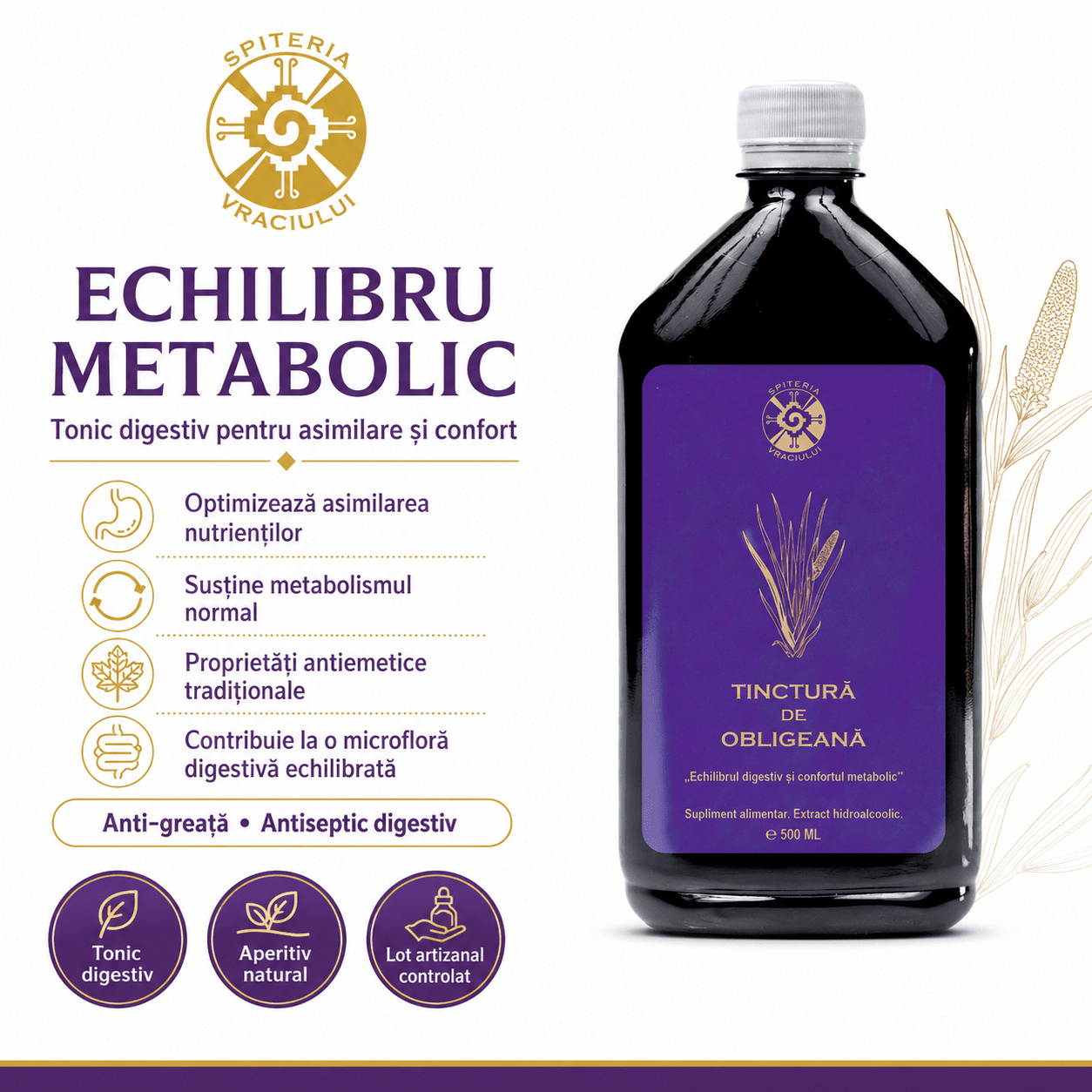 Tinctură de Obligeană – Echilibru Digestiv și Confort Metabolic | 500ml