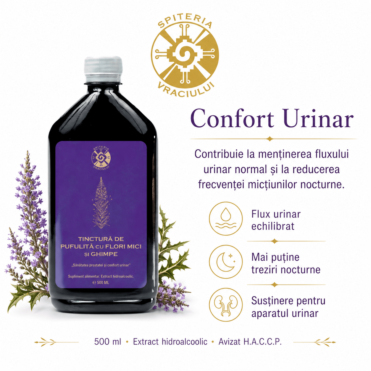 Tinctură de Pufuliță și Ghimpe – Prostată și Confort Urinar | 500ml